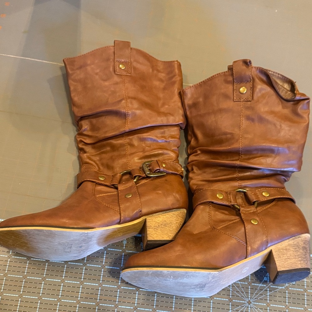 Refresh Brown Faux Leather Women's Boots